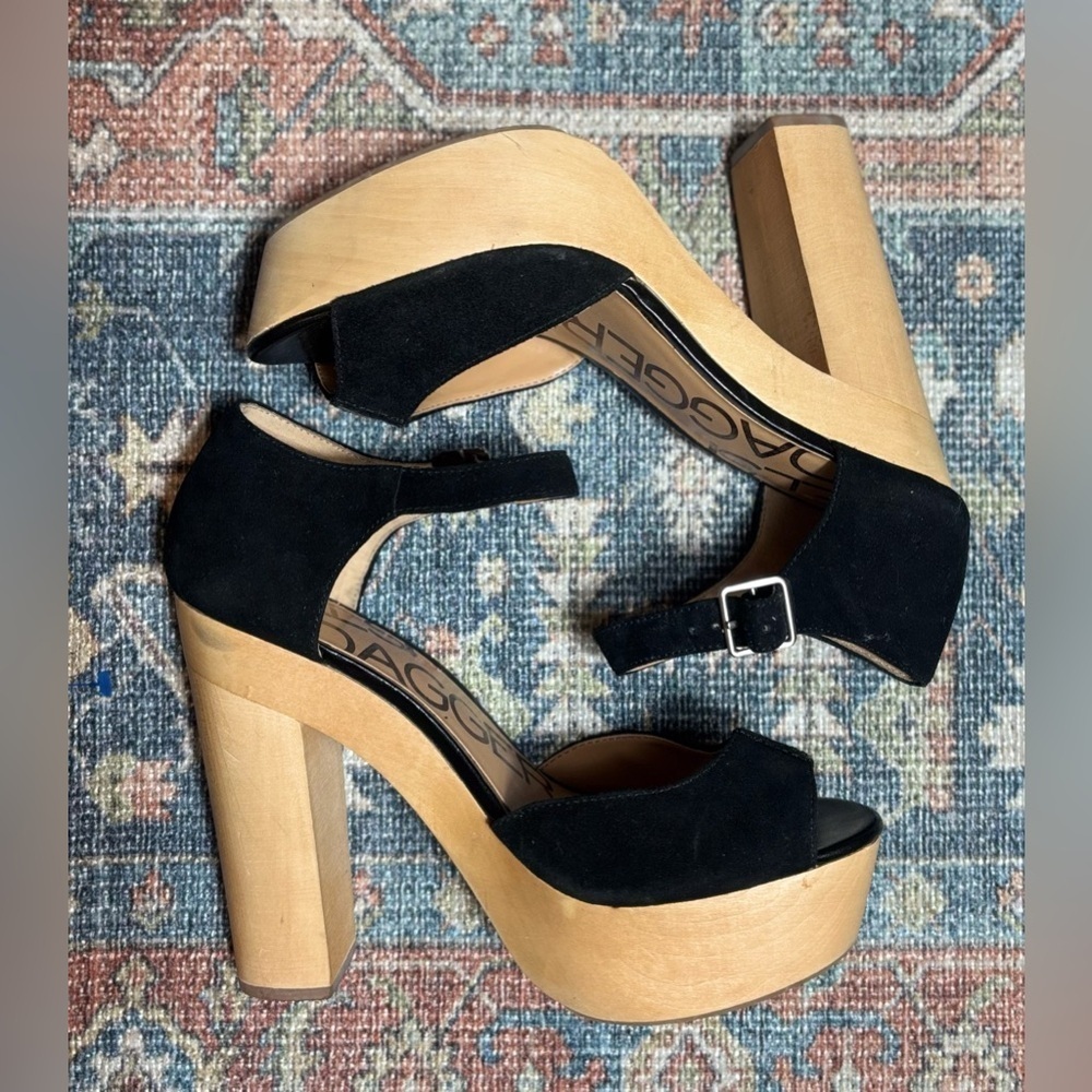 Kelsi Dagger Leather Wood Platform Shoes – Size 8.5 New - Picture 2 of 6